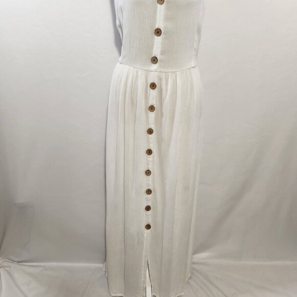 Carol Rose Women's Size S/M White Sleeveless Gauze Button Front Maxie Dress Boho - Picture 3 of 15